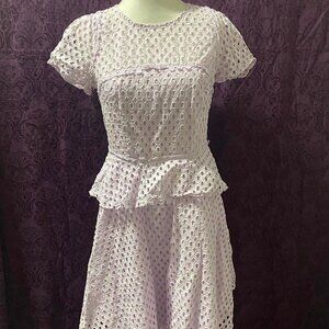 Lavender eyelet peplum dress